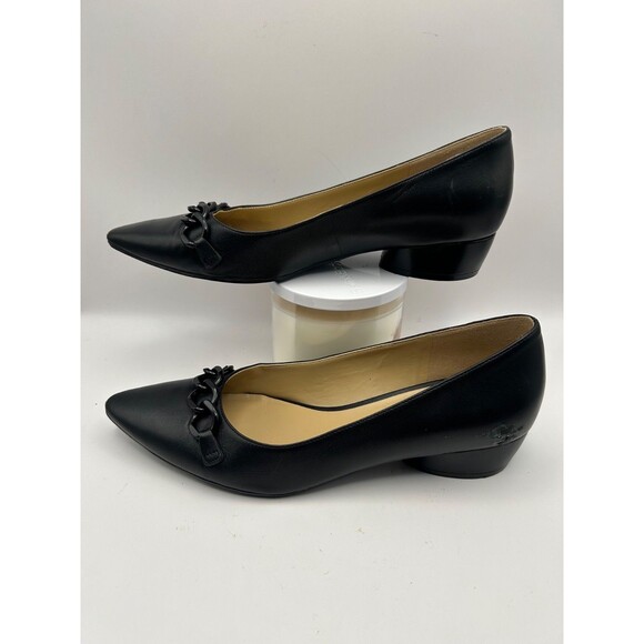 Naturalizer Becca Women's Chain Pumps Leather Black Matte Size 8 WIDE - Picture 4 of 9